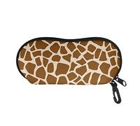 STUOARTE White and Brown Giraffe Animal Printed Soft Zippered Glasses Case Bag Kids Daily Eyewear Pouch Adults Outdoor Travel Hiking Sunglasses Bag