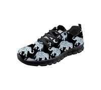 STUOARTE Women's Sneakers Bohemian Elephant Pattern Atheletic Shoes Outdoor Lightweight Durable Running Shoes Lace Up Low Top Trainers