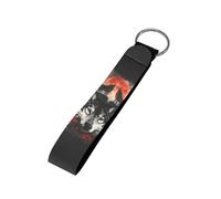 STUOARTE Wristlet Key Chain Lanyard for Car Keys - Long Hand Wrist Lanyard Keychain with Key Ring, Black and Red - Wolf Flower, 14.2cm*2.2cm）