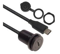 STUPDOLERI 4K@60Hz Video 20V3A Fast Charge,for Car/RV/Boat Dashboard10Gbps USB C 3.1 Threaded Fixed Mount Connector Short Cable PD 60W USB Type C 3.1 Male to Female Flush Mount Adapter (30CM)