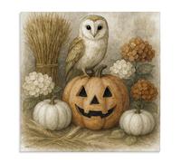 Stupell Industries Autumn Harvest Owl & Jack-o-Lantern Canvas Wall Art, design by Antony Smith, 24 x 24
