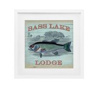 Stupell Industries Bass Lake Lodge White Framed Print Under Glass design by Lula Bijoux & co., 13 x 13