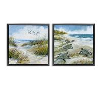 Stupell Industries 'Beach Creatures on Dunes', 2pc Floating Frame Art Set 2, Black, 25 x 25 Inches, Easy to Hang and Sturdy, Made in USA, by Susan Winget