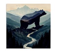 Stupell Industries Bear Rock Silhouette Canvas Wall Art design by Jim Baldwin, 24 x 24