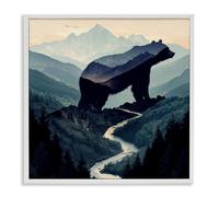Stupell Industries Bear Rock Silhouette White Framed Giclee Art design by Jim Baldwin, 24 x 24