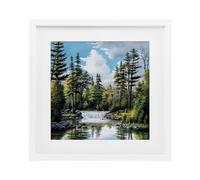 Stupell Industries Before The Falls Landscape White Framed Print Under Glass design by Bill Saunders, 13 x 13