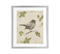 Stupell Industries 'Bird Scene over Neutral', Framed Print Under Glass, Gray, 17 x 21 Inches, Easy to Hang and Sturdy, Made in USA, by Lanie Loreth