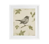 Stupell Industries 'Bird Scene over Neutral', Framed Print Under Glass, White, 13 x 16 Inches, Easy to Hang and Sturdy, Made in USA, by Lanie Loreth