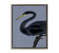 Stupell Industries Black Perched Heron Brown Framed Floater Canvas Wall Art design by Grace Popp, 21 x 17