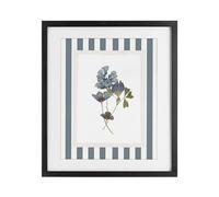 Stupell Industries 'Blue Summer Memory Florals', Framed Print Under Glass, Black, 17 x 21