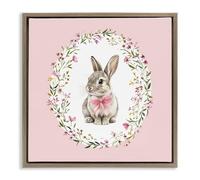 Stupell Industries 'Blush Pink Bunny', Floating Frame Canvas Art, Brown, 18 x 18 Inches, Easy to Hang and Sturdy, Made in USA, by Christine Simpson Art