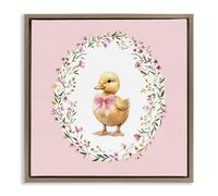 Stupell Industries 'Blush Pink Duckling', Floating Frame Canvas Art, Brown, 25 x 25 Inches, Easy to Hang and Sturdy, Made in USA, by Christine Simpson Art