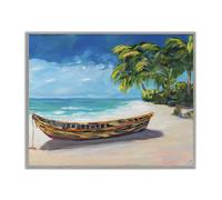 Stupell Industries 'Boat on Lost Island', Framed Giclee Art, Gray, 20 x 16