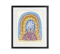 Stupell Industries 'Boho Hello Sunshine', Framed Print Under Glass, Black, 17 x 21 Inches, Easy to Hang and Sturdy, Made in USA, by Connie Summers