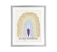 Stupell Industries 'Boho Lucky Rainbow', Framed Print Under Glass, Gray, 17 x 21 Inches, Easy to Hang and Sturdy, Made in USA, by Connie Summers
