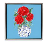 Stupell Industries 'Bold Red Hydrangea Trio', Floating Frame Canvas Art, Gray, 25 x 25 Inches, Easy to Hang and Sturdy, Made in USA, by Lucille Price