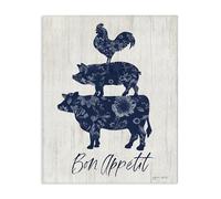 Stupell Industries Bon Appetit Farm Animals Canvas Wall Art design by Annie LaPoint, 20 x 16