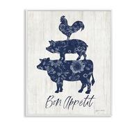 Stupell Industries Bon Appetit Farm Animals White Framed Giclee Art design by Annie LaPoint, 30 x 24