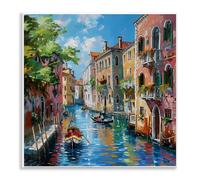 Stupell Industries Canal Boat Ride in City Wall Plaque Art design by LSR Creative Studio, 12 x 12