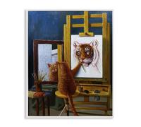 Stupell Industries Cat Confidence Self Portrait as a Tiger Funny Painting, Design by Lucia Heffernan White Framed Wall Art, 11 x 14, Multi-Color