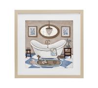Stupell Industries 'Checkered Relaxing Bathtub', Framed Print Under Glass, Brown, 16 x 16 Inches, Easy to Hang and Sturdy, Made in USA, by Janet Tava