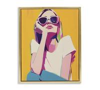 Stupell Industries 'Chroma Shades Girl', Floating Frame Canvas Art, Gold, 17 x 21 Inches, Easy to Hang and Sturdy, Made in USA, by Walker Noble