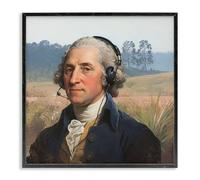 Stupell Industries 'Classical Gentleman with Headset', Framed Giclee Art, Black, 17 x 17 Inches, Easy to Hang and Sturdy, Made in USA, by CAD Designs