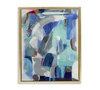 Stupell Industries 'Complex Blue Layers', Floating Frame Canvas Art, Gold, 25 x 31 Inches, Easy to Hang and Sturdy, Made in USA, by Jill Martin