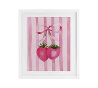 Stupell Industries Coquette Strawberries over Stripes White Framed Print Under Glass design by Nina Jacobs, 21 x 17