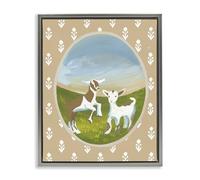 Stupell Industries Cottage Core Goats Gray Framed Floater Canvas Wall Art design by Evelyn Coleman, 31 x 25
