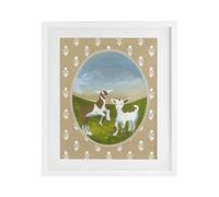 Stupell Industries Cottage Core Goats White Framed Print Under Glass design by Evelyn Coleman, 21 x 17