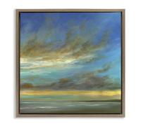 Stupell Industries Curved Sunlit Clouds Brown Framed Floater Canvas Wall Art design by Sheila Finch, 18 x 18