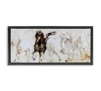 Stupell Industries 'Dancing Horses Abstract Scene', Floating Frame Canvas Art, Black, 31 x 14 Inches, Easy to Hang and Sturdy, Made in USA, by Lorenzo Collective