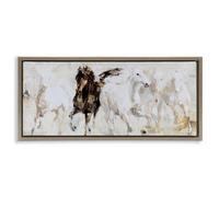 Stupell Industries 'Dancing Horses Abstract Scene', Floating Frame Canvas Art, Brown, 25 x 11 Inches, Easy to Hang and Sturdy, Made in USA, by Lorenzo Collective