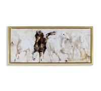 Stupell Industries 'Dancing Horses Abstract Scene', Floating Frame Canvas Art, Gold, 31 x 14 Inches, Easy to Hang and Sturdy, Made in USA, by Lorenzo Collective