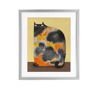Stupell Industries 'Diluted Calico Cat', Framed Print Under Glass, Gray, 17 x 21 Inches, Easy to Hang and Sturdy, Made in USA, by Gabriela Avila