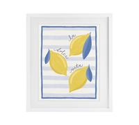 Stupell Industries 'Dolce Vita Lemons & Stripes', Framed Print Under Glass, White, 17 x 21 Inches, Easy to Hang and Sturdy, Made in USA, by Jalynn Heerdt