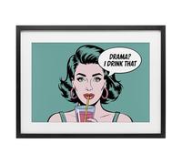 Stupell Industries 'Drama I Drink That', Framed Print Under Glass, Black, 23 x 17 Inches, Easy to Hang and Sturdy, Made in USA, by Andreas Magnusson