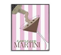 Stupell Industries Espresso Martini on Pink Stripes Black Framed Giclee Art design by DEIDRE MOSHER, 30 x 24