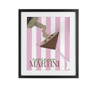 Stupell Industries Espresso Martini on Pink Stripes Black Framed Print Under Glass design by DEIDRE MOSHER, 16 x 13