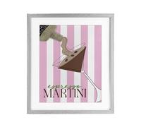 Stupell Industries Espresso Martini on Pink Stripes Gray Framed Print Under Glass design by DEIDRE MOSHER, 21 x 17