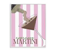 Stupell Industries Espresso Martini on Pink Stripes White Framed Giclee Art design by DEIDRE MOSHER, 20 x 16