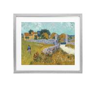 Stupell Industries 'Farmhouse In Provence', Framed Print Under Glass, Gray, 21 x 17 Inches, Easy to Hang and Sturdy, Made in USA, by Vincent Van Gogh