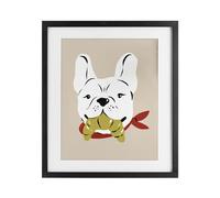 Stupell Industries Frenchie Dog with Croissant Black Framed Print Under Glass design by Krissy Mast, 21 x 17