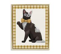 Stupell Industries 'Gentleman Cat with Bow', Floating Frame Canvas Art, Gold, 17 x 21 Inches, Easy to Hang and Sturdy, Made in USA, by Sadie Harper