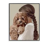 Stupell Industries Girl And Puppy Friendship Black Framed Giclee Art design by Anna Lischenko, 14 x 11