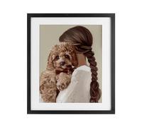 Stupell Industries Girl And Puppy Friendship Black Framed Print Under Glass design by Anna Lischenko, 16 x 13