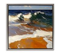 Stupell Industries 'Glassy Wave Break', Floating Frame Canvas Art, Gray, 18 x 18 Inches, Easy to Hang and Sturdy, Made in USA, by Walker Noble