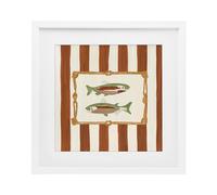 Stupell Industries Gone Fishing on Stripes White Framed Print Under Glass design by Veronica Lara, 16 x 16