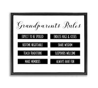 Stupell Industries Grandparent's Rules Modern List Black Framed Floater Canvas Wall Art, design by CAD Designs, 17 x 21